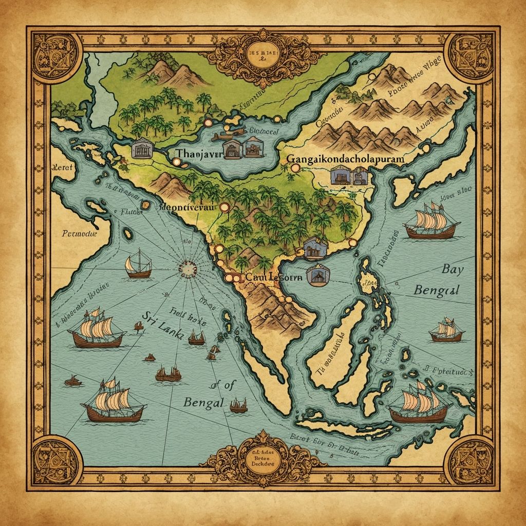 Map of the Chola Empire at its greatest extent