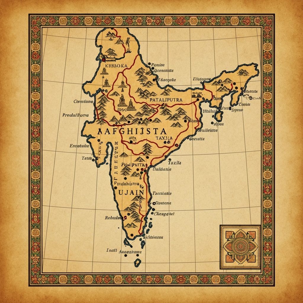 Map of the Mauryan Empire at its greatest extent under Ashoka