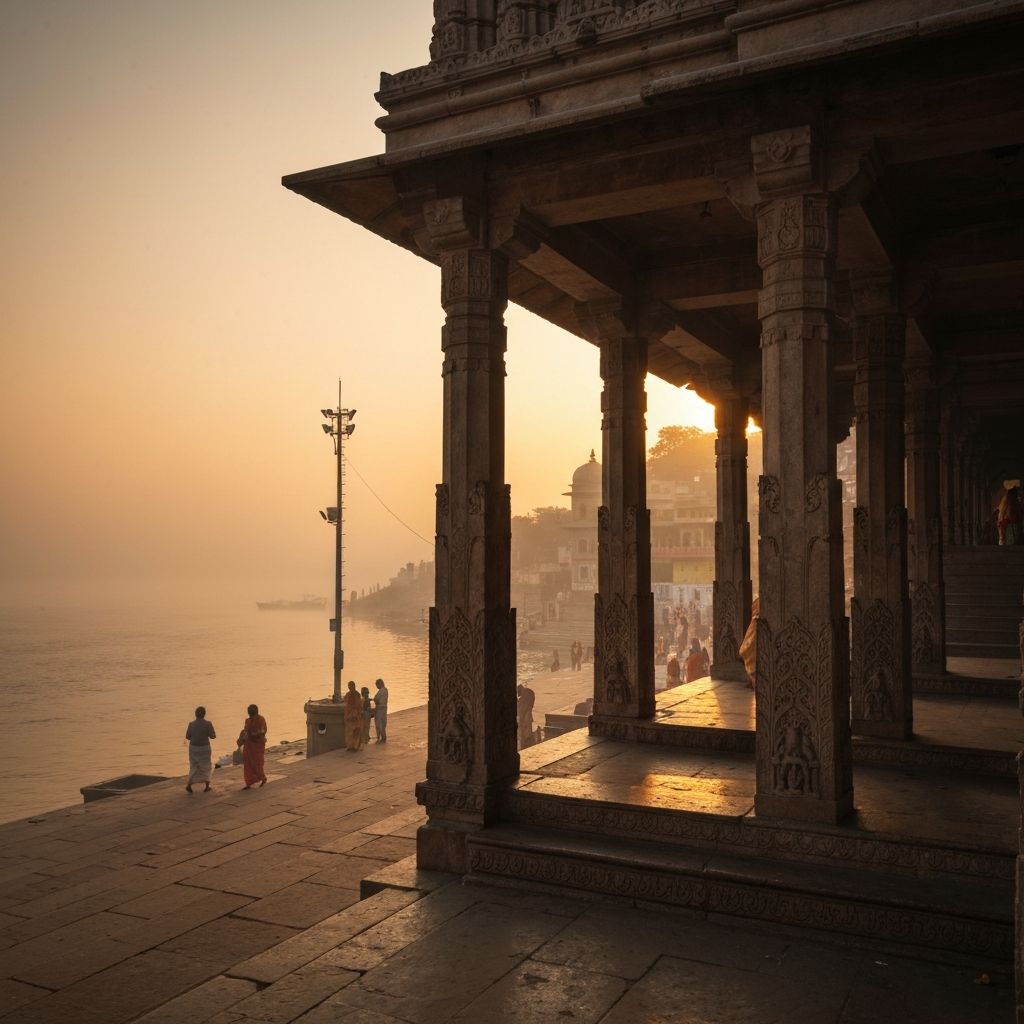 Ancient temple at sunrise